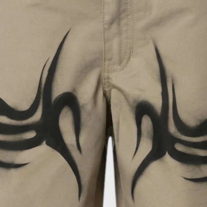Hellstar Khaki Tribal Shorts Airbrushed
