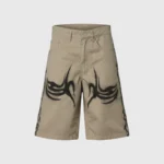 Hellstar Khaki Tribal Airbrushed Shorts Front