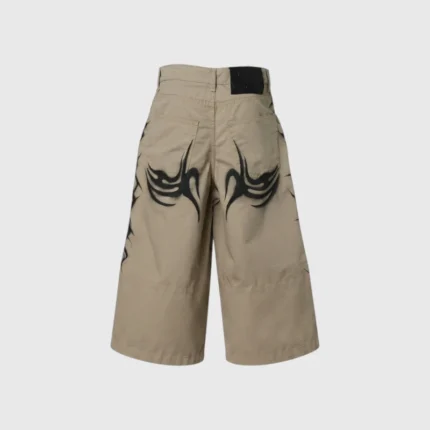 Hellstar Khaki Tribal Airbrushed Shorts Back