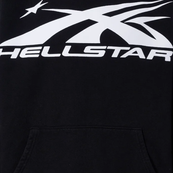 Hellstar Sports Logo Black Hoodie Closeup