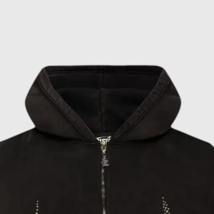 Hellstar Studded Flame Zip-Up Closeup Hoodie