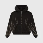 Hellstar Studded Flame Zip-Up Hoodie Front