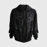 Hellstar Tribal Flame Zip-Up Hoodie Black Front