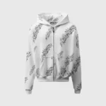 Hellstar Graffiti-Print Zip-Up Hoodie white