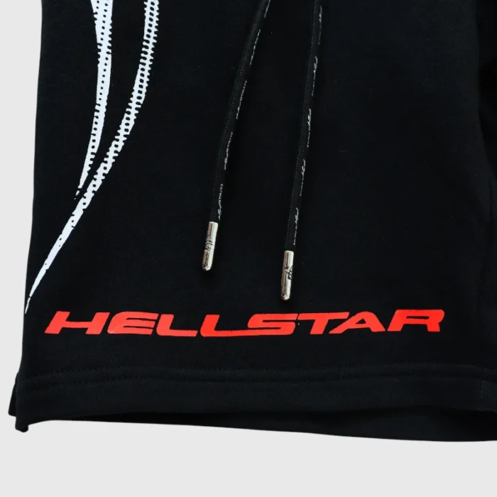 Hellstar Hype Flight Black Shorts Closeup