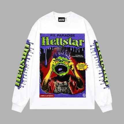 Hellstar Horror Book long Sleeve Sweater white