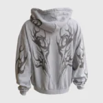 Hellstar Tribal Flame Zip-Up Hoodie Grey Back