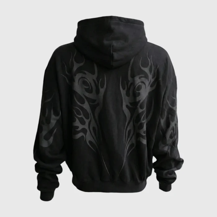Hellstar Tribal Flame Zip-Up Hoodie Black Back