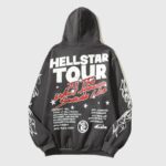 Hellstar Records Tour Flame Hoodie Jet Black - Image 10