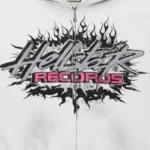 Hellstar Records Glitter Zip Up White Hoodie - Image 3