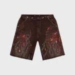 Hellstar Studded Denim Shorts Brown