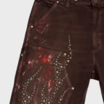 Hellstar Studded Denim Shorts Brown - Image 4