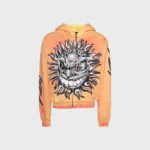 Hellstar Sun Zip-Up Orange Hoodie
