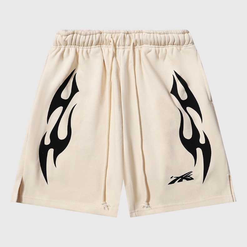 30cdb0d4-Photoroom-3.jpg Hellstar Sports Flame Shorts Biege - Image 1