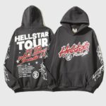 Hellstar Records Tour Flame Hoodie Jet Black - Image 3