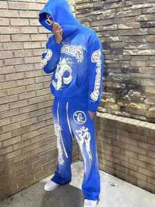 Hellstar Studios Records Yoga Hoodie Blue - Image 5