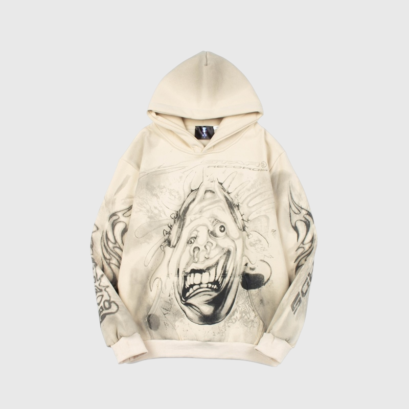 73654d69-Photoroom.webp Hellstar HStar Records Hoodie 'Cream' - Image 1