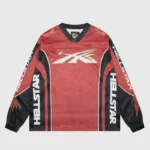 Hellstar Red Sports Logo Mesh Long Sleeve Tee