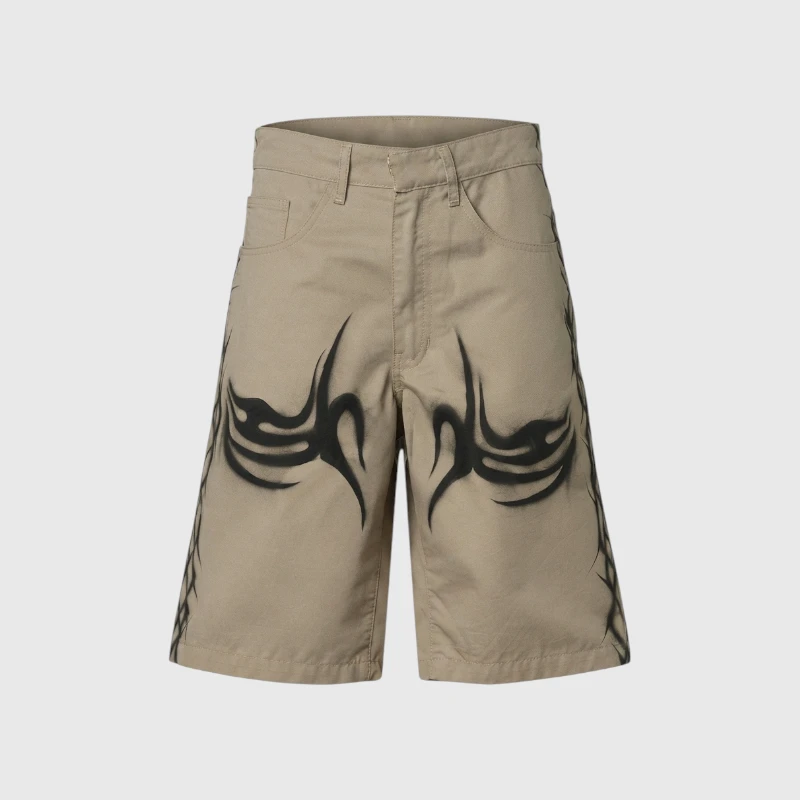Gemini_Generated_Image_9xae0e9xae0e9xae.jfif_.webp Hellstar Khaki Tribal Airbrushed Shorts - Image 1