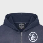 Hellstar Logo Zip Up Sweatshirt Vintage Navy - Image 3