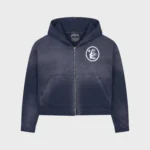 Hellstar Logo Zip Up Sweatshirt Vintage Navy