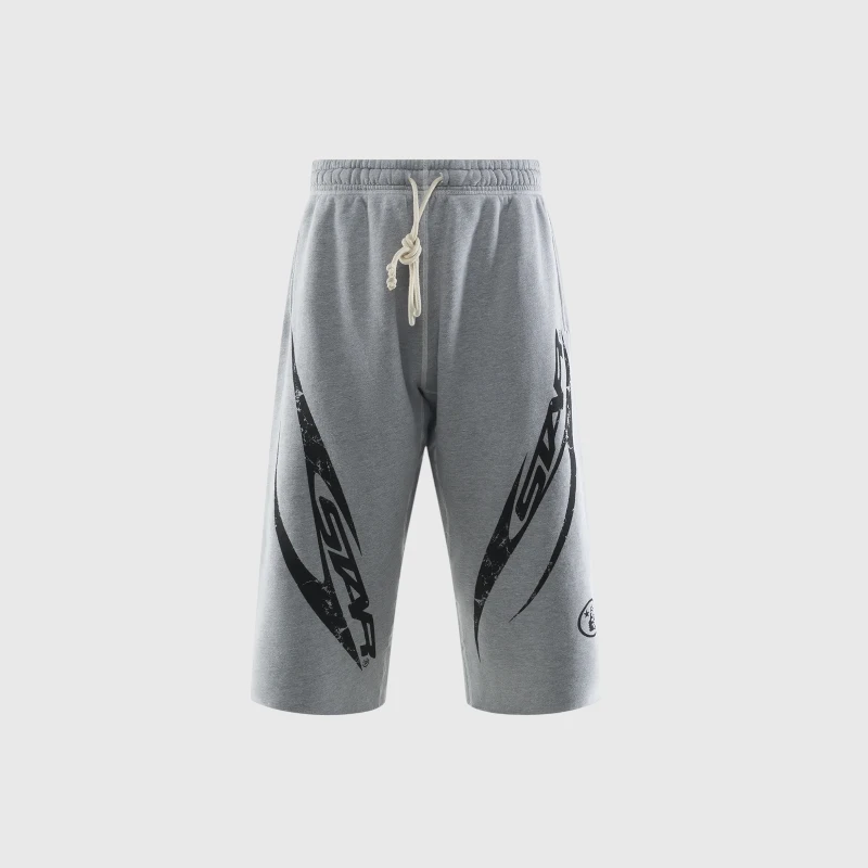 HS11SHO4-GRY_1.webp Hellstar Wing 3/4 Shorts - Image 1