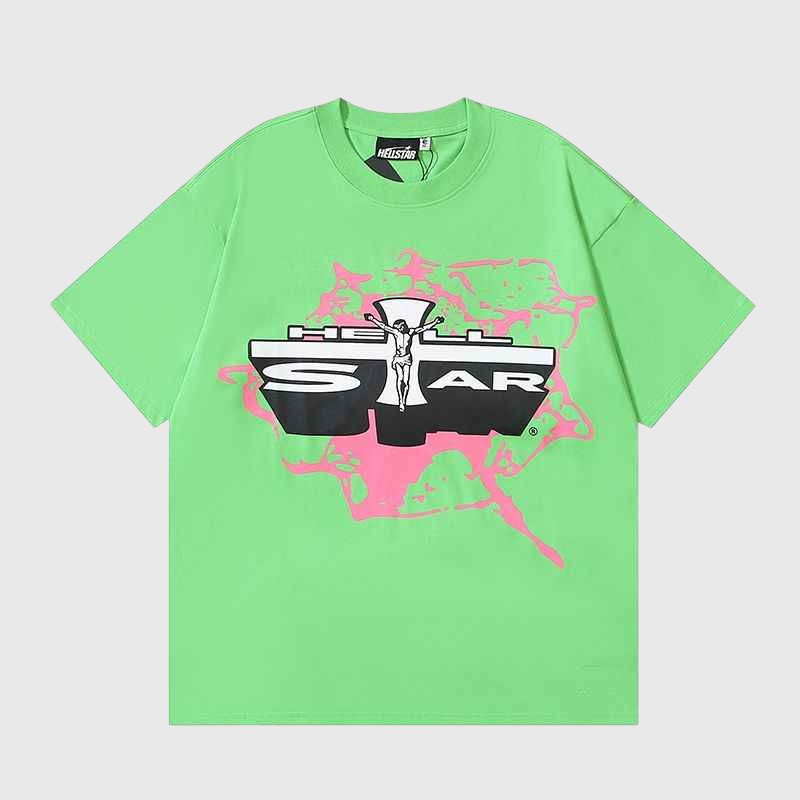a894c8ba-Photoroom.jpg Hellstar Studios Jesus Emblem Lime T-Shirt - Image 1