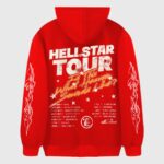 Hellstar Records Tour Flame Print Hoodie Red - Image 2