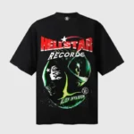Black Hellstar Alien Invasion graphic print T-shirt for men and women made from premium cotton with a relaxed fit.
