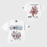 Front and back view of the white Hellstar All Stars T-Shirt with angelic basketball graphics and text designs.
