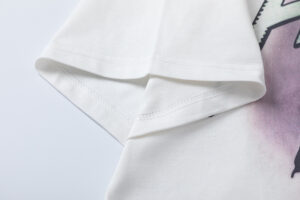 Detailed fabric view of the white Hellstar Attacks Hypnotic Vision t-shirt showcasing the premium quality graphic print