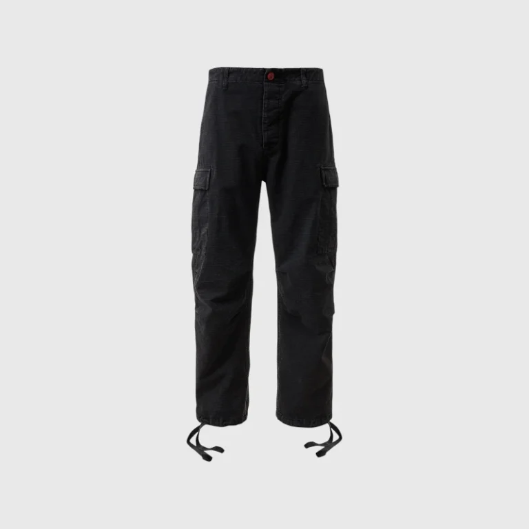 Hellstar Canvas Cargo Pants in black, featuring a durable construction with multi-pocket design and adjustable leg cuffs.