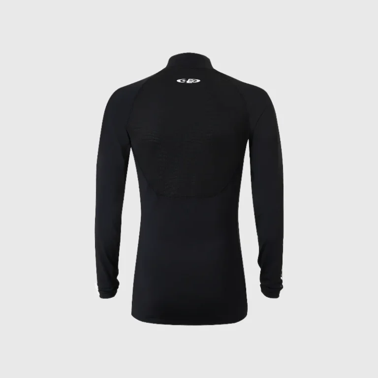 Back view of the black Hellstar Compression Turtleneck Longsleeve with signature branding and a sleek athletic fit.