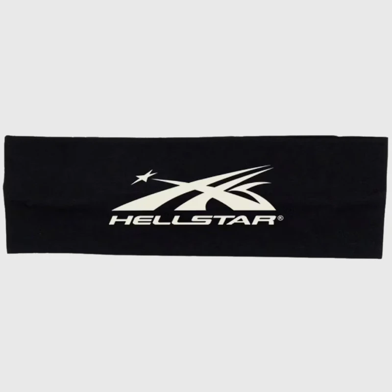 Hellstar Black Embroidered Logo Headband Black Hellstar headband featuring a premium embroidered logo, crafted from soft, stretchy fabric for streetwear style.