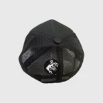 A stylish black Hellstar snapback cap featuring a breathable mesh back and the iconic Hellstar logo brand tag.