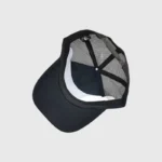 Top view of the black Hellstar baseball hat featuring a breathable mesh back panel and an adjustable snapback closure.