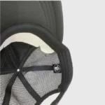 Interior view of the black Hellstar Snapback Cap showing the mesh lining, structured construction, and branded label.