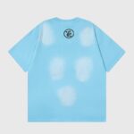 Back view of the Hellstar Box Logo light blue T-shirt featuring a subtle distressed finish and iconic brand logo.