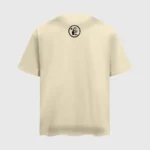 Back view of the Hellstar Box Logo T-shirt in cream color with a signature circular graphic printed on the upper back.