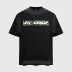 The black Hellstar Box Logo T-Shirt, displayed from the front with a distinct camouflage logo print on the chest.