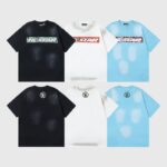 Collection of black, white, and blue Hellstar Box Logo T-shirts featuring front logos and circular back prints.