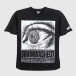 Hellstar Brainwashed black graphic T-shirt, a premium 100% cotton unisex vintage washed tee with unique eye artwork.