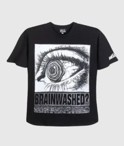 Hellstar Brainwashed black graphic T-shirt, a premium 100% cotton unisex vintage washed tee with unique eye artwork.