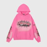 Pink Hellstar Brainwashed hoodie featuring a bold graphic print with flames and iconic branding in a regular fit style