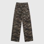 Back view of Hellstar camo cargo pants with side pockets and elastic waist in a durable cotton camouflage fabric.
