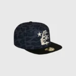 Hellstar Cheetah Print Snapback Hat in black featuring a signature embroidered logo for a premium streetwear look.