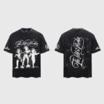 Hellstar Cherubs T-shirt in black with The Path to Paradise graphic print and distressed vintage aesthetic design.