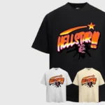 Premium Hellstar Classic graphic T-shirt available in black, white, and cream colorways with a signature screen print.