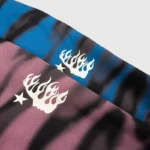 Close-up of the Hellstar Classic Logo airbrush graphic featured on premium fabric of the designer zip-up hoodie.