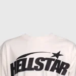 Front view of the Hellstar classic white t-shirt featuring a bold black branded logo printed across the chest area.